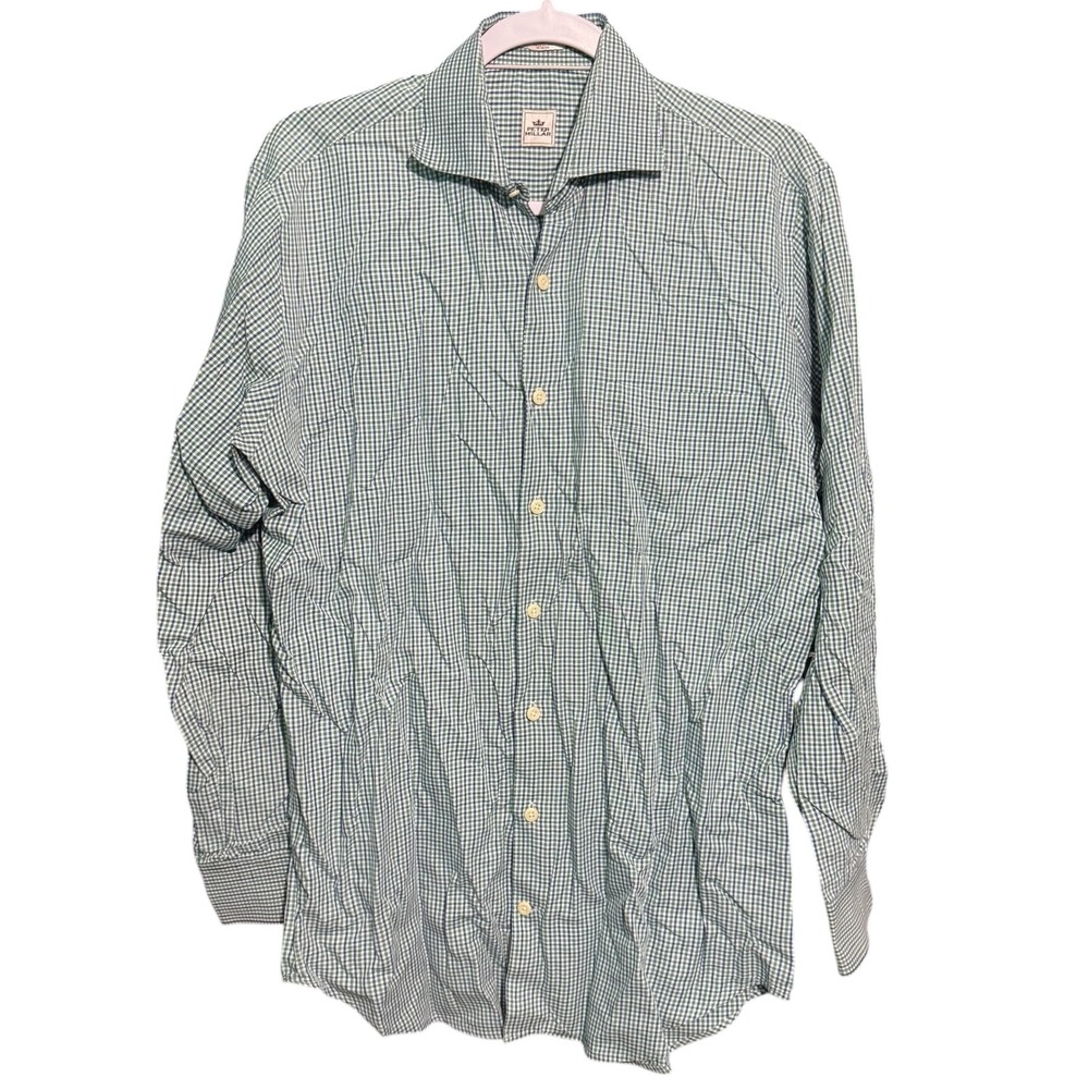 Peter Millar Shirt Medium Long Sleeve Button Down Golf Green Preppy